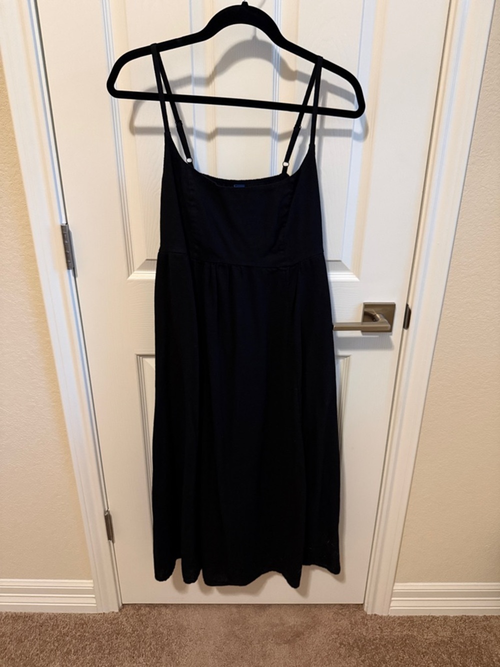 Old Navy Black Midi Dress with Spaghetti Straps